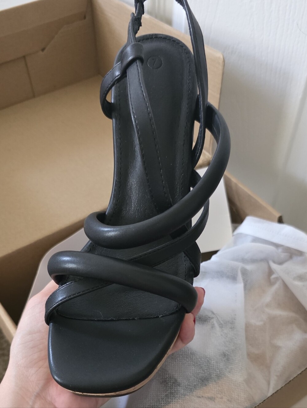 Women's Black Strappy Slingback Wedges Sleek Minimal Design